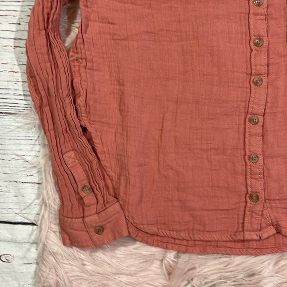 Anthropologie Pilcro Pink Cotton Gauze Button Down Blouse - Picture 7 of 8